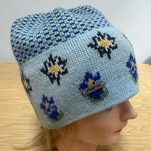 Steffner Pure New Wool Alpine Knit Hat – Floral Nordic Pattern – Wollsiegel
